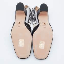 Dior Black Fabric and Leather Moi Block Heel Slingback Sandals Size 36.5