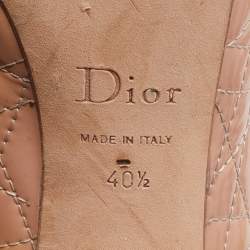 Dior Beige Cannage Patent Leather Bow Peep Toe Pumps Size 40.5
