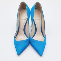 Pre Owned Christian Dior Blue Fabric Songe Pumps Size 38