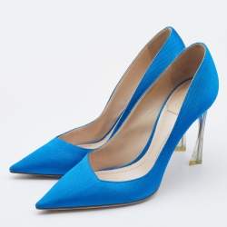 Pre Owned Christian Dior Blue Fabric Songe Pumps Size 38