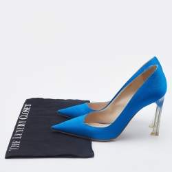Pre Owned Christian Dior Blue Fabric Songe Pumps Size 38