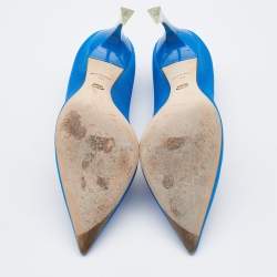 Pre Owned Christian Dior Blue Fabric Songe Pumps Size 38