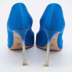 Pre Owned Christian Dior Blue Fabric Songe Pumps Size 38