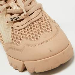 Dior Pink Leather and Mesh D-Connect Sneakers Size 38