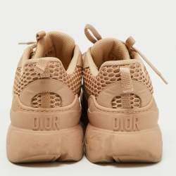Dior Pink Leather and Mesh D-Connect Sneakers Size 38