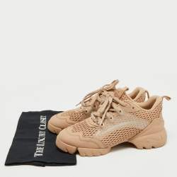 Dior Pink Leather and Mesh D-Connect Sneakers Size 38