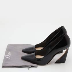 Pre Owned Dior Black Leather Curved Heel Pumps Size 40