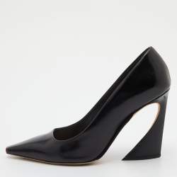 Pre Owned Dior Black Leather Curved Heel Pumps Size 40