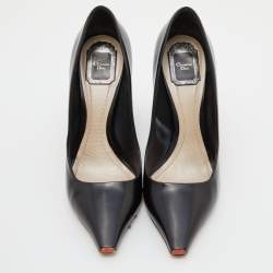Pre Owned Dior Black Leather Curved Heel Pumps Size 40