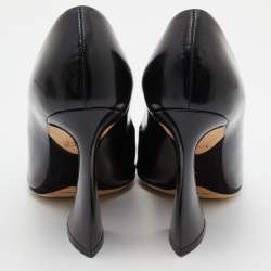 Pre Owned Dior Black Leather Curved Heel Pumps Size 40