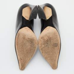 Pre Owned Dior Black Leather Curved Heel Pumps Size 40