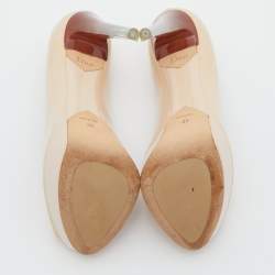 Christian Dior Beige Patent Leather Peep Toe Platform Pumps Size 38