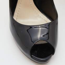 Pre Owned Dior Black Patent Leather Diorella Pumps Size 38 