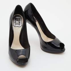 Pre Owned Dior Black Patent Leather Diorella Pumps Size 38 