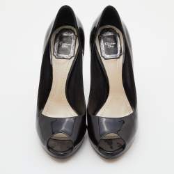 Pre Owned Dior Black Patent Leather Diorella Pumps Size 38 