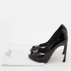 Pre Owned Dior Black Patent Leather Diorella Pumps Size 38 