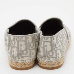 Pre Owned Dior Grey/White Oblique Canvas Granville Espadrille Flats Size 37