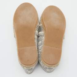 Pre Owned Dior Grey/White Oblique Canvas Granville Espadrille Flats Size 37