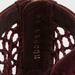 Pre Owned Dior Burgundy Suede and Fishnet Naughtily-D Ankle Boots Size 38