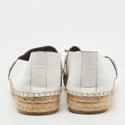 Pre Owned Dior White Laser Cut Leather Flower Applique Flore Flat Espadrilles Size 39