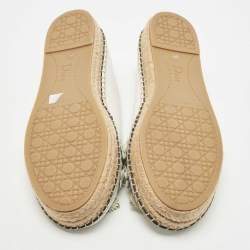 Pre Owned Dior White Laser Cut Leather Flower Applique Flore Flat Espadrilles Size 39