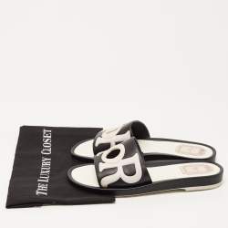 Pre Owned Dior Black Leather Marina Flat Slides Size 39