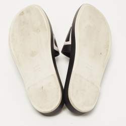 Pre Owned Dior Black Leather Marina Flat Slides Size 39