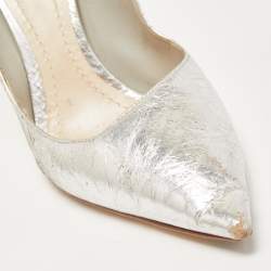 Dior Silver Crinkled Leather Pointed Toe Pumps Size 39