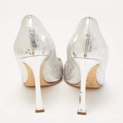 Dior Silver Crinkled Leather Pointed Toe Pumps Size 39