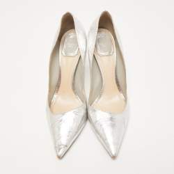 Dior Silver Crinkled Leather Pointed Toe Pumps Size 39