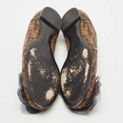 Pre Owned Dior Brown Diorissimo Canvas and Leather Bow Ballet Flats Size 41
