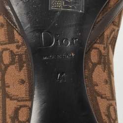 Pre Owned Dior Brown Diorissimo Canvas and Leather Bow Ballet Flats Size 41