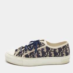 Dior Blue Oblique Canvas Walk'n'Dior Low Top Sneakers Size 38.5