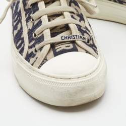 Dior Blue Oblique Canvas Walk'n'Dior Low Top Sneakers Size 38.5