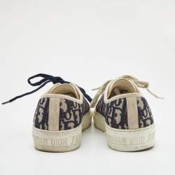 Dior Blue Oblique Canvas Walk'n'Dior Low Top Sneakers Size 38.5