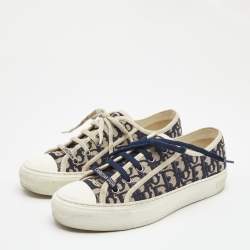 Dior Blue Oblique Canvas Walk'n'Dior Low Top Sneakers Size 38.5