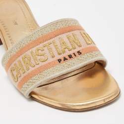 Dior Tricolor Logo Embroidered Canvas Dway Slide Sandals Size 38