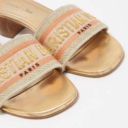 Dior Tricolor Logo Embroidered Canvas Dway Slide Sandals Size 38