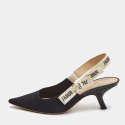 Dior Black Technical Fabric J'adior Slingback Pumps Size 35.5 