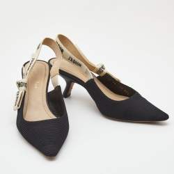 Dior Black Technical Fabric J'adior Slingback Pumps Size 35.5 