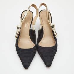 Dior Black Technical Fabric J'adior Slingback Pumps Size 35.5 