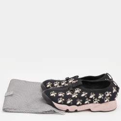 Pre Owned Dior Black Mesh Crystal Embellishment Fusion Sneakers Size 36