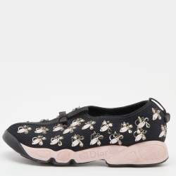 Pre Owned Dior Black Mesh Crystal Embellishment Fusion Sneakers Size 36