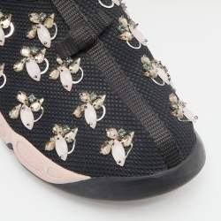 Pre Owned Dior Black Mesh Crystal Embellishment Fusion Sneakers Size 36