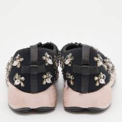 Pre Owned Dior Black Mesh Crystal Embellishment Fusion Sneakers Size 36