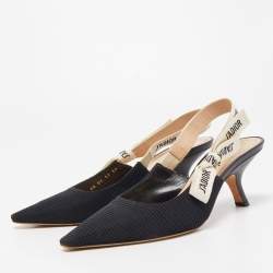 مملوكة مسبقًا Dior Black Technical Fabric J'adior Slingback Sandals Size 39