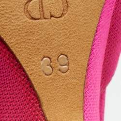 Pre Owned Dior Pink Canvas Wedge Strappy Slingback Sandals Size 39