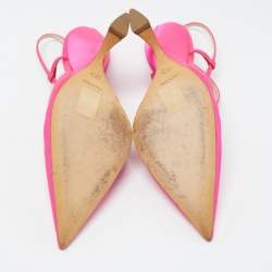 Pre Owned Dior Pink Canvas Wedge Strappy Slingback Sandals Size 39