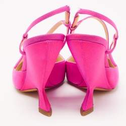 Pre Owned Dior Pink Canvas Wedge Strappy Slingback Sandals Size 39