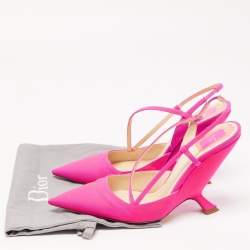 Pre Owned Dior Pink Canvas Wedge Strappy Slingback Sandals Size 39